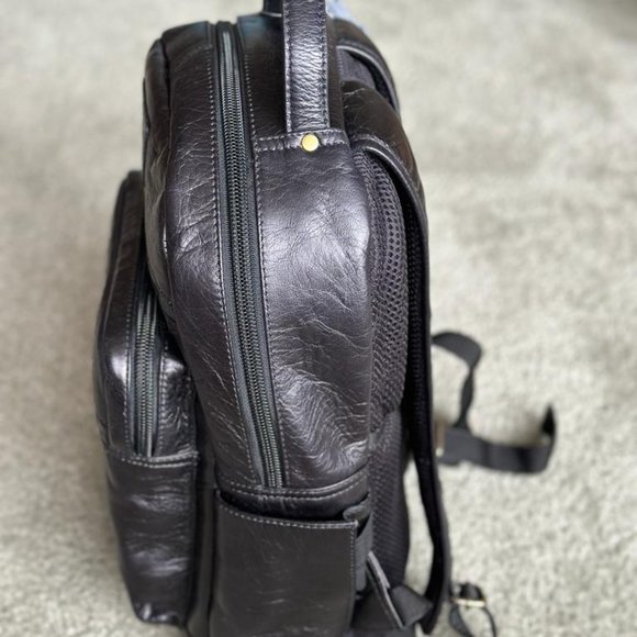 Chaps Leather Backpack Unisex Sleeve Slides - Picture 7 of 12